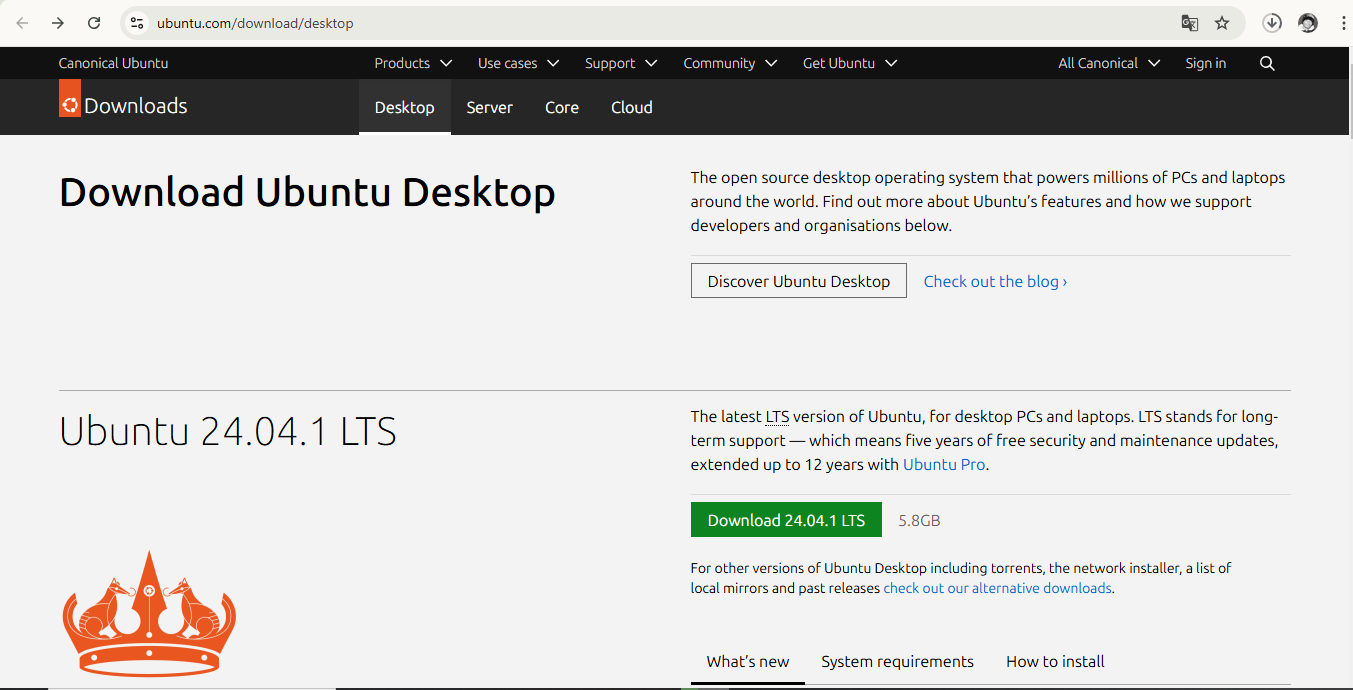 Site d'installation de Ubuntu.